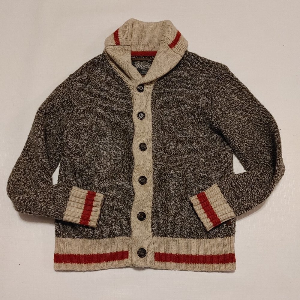 Roots Cozy Cabin Shawl Sweater Button Up Women's Small WOOL Blend
